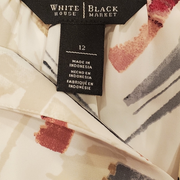 White House Black Market Women Multicolor Sleeveless Tie-Neck Blouse Size 12. - Picture 6 of 7